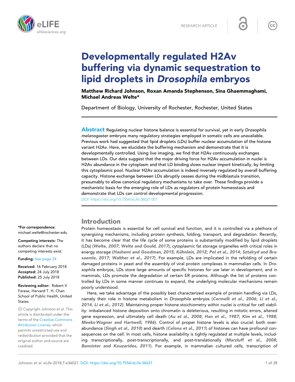 Developmentally Regulated H2av Buffering Via Dynamic Sequestration