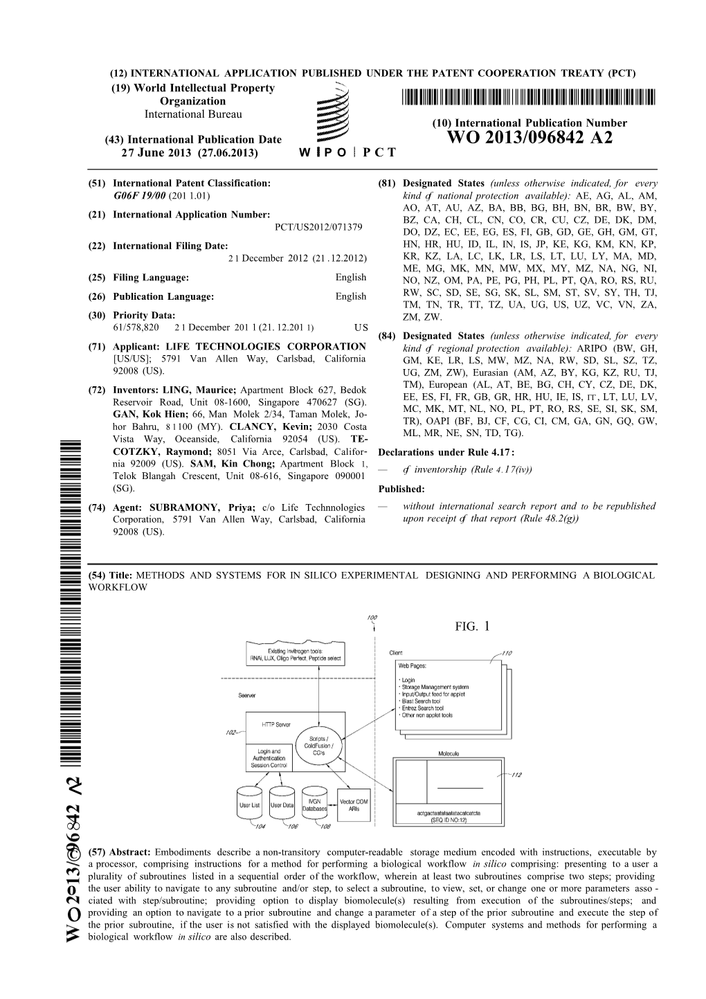 WO 2013/096842 A2 27 June 2013 (27.06.2013) W P O P C T