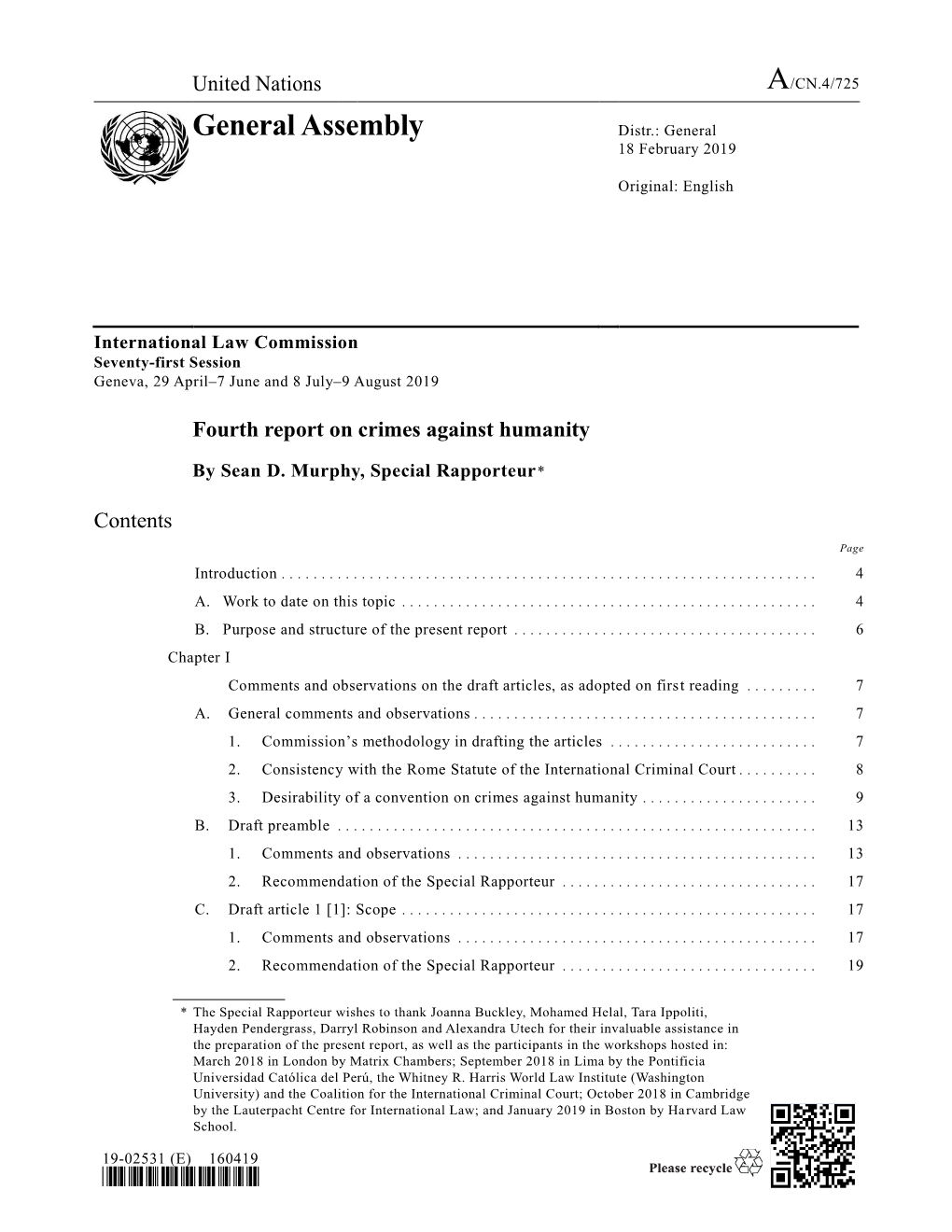 General Assembly Distr.: General 18 February 2019