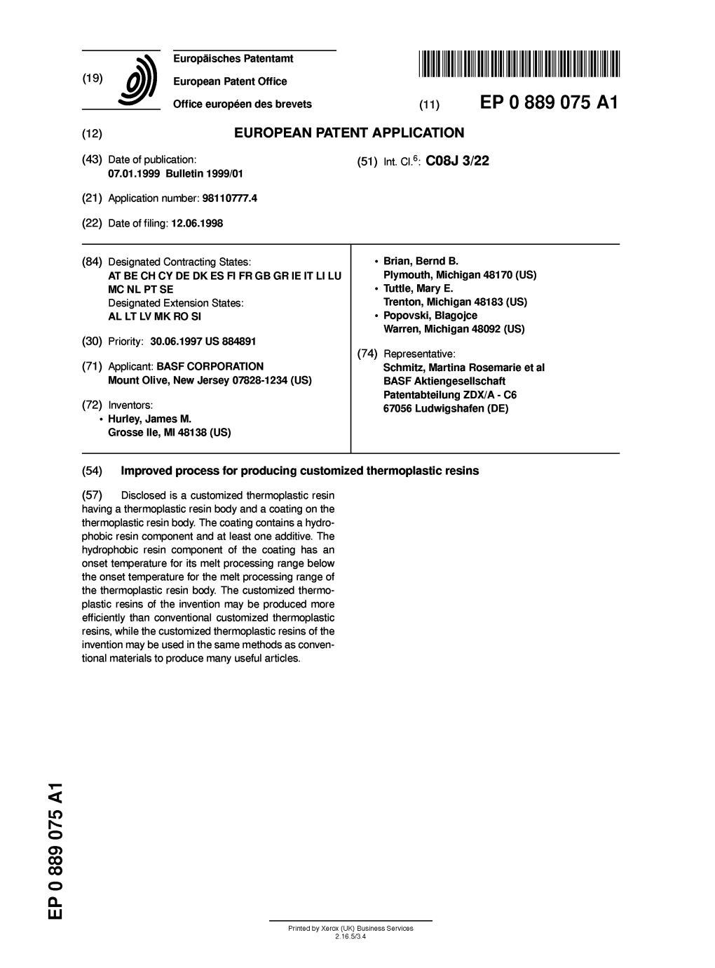 Improved Process for Producing Customized Thermoplastic Resins