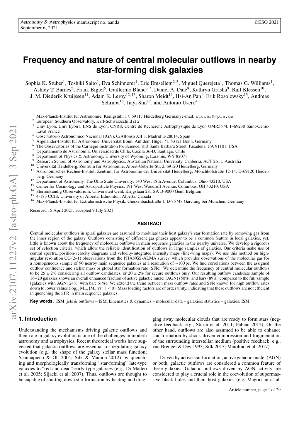 Frequency and Nature of Central Molecular Outflows in Nearby Star