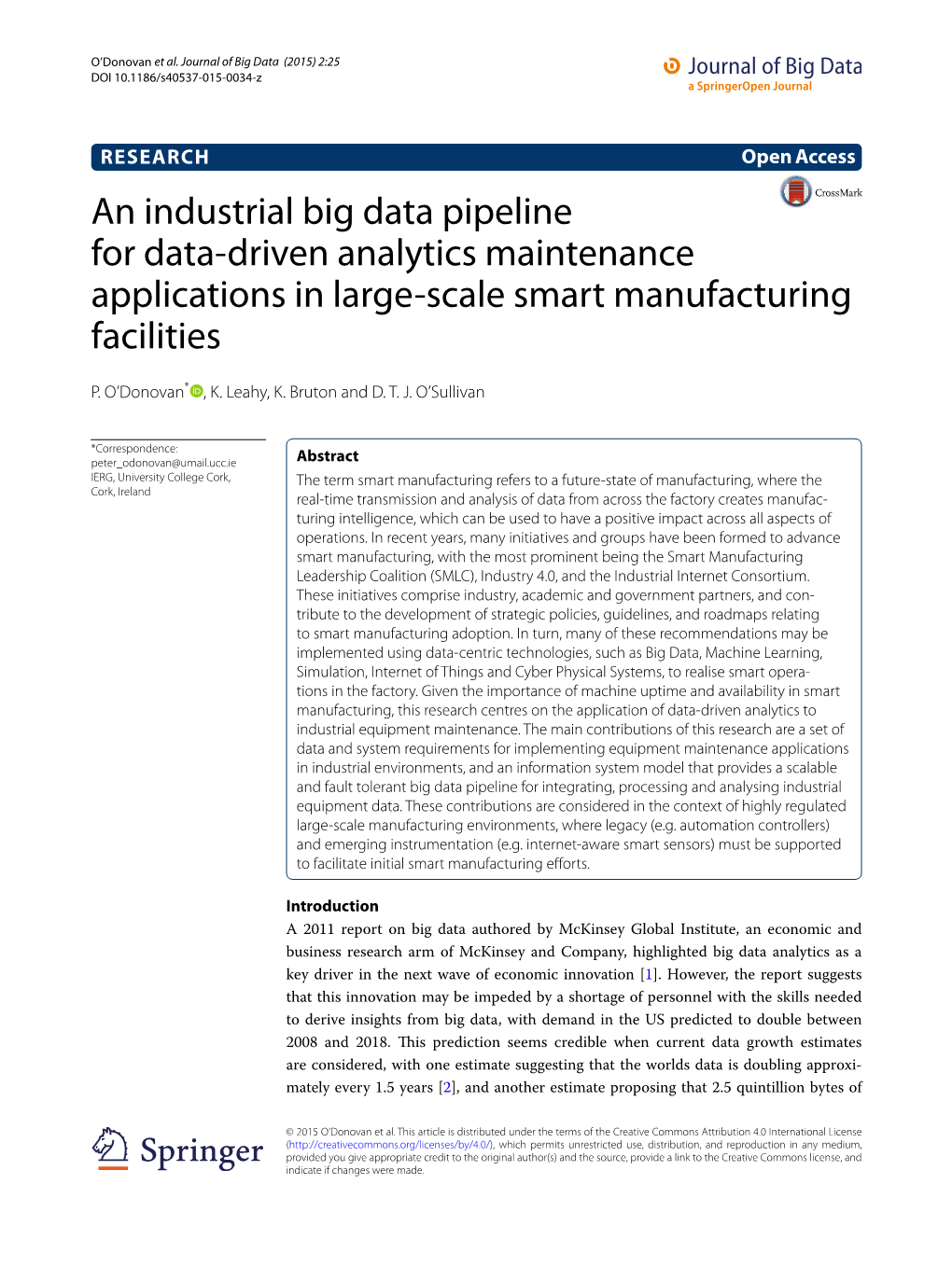 An Industrial Big Data Pipeline for Data-Driven Analytics Maintenance