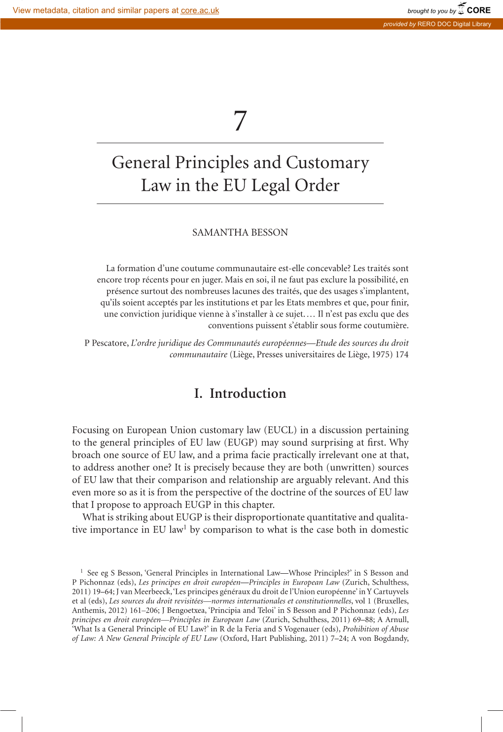 General Principles and Customary Law in the EU Legal Order