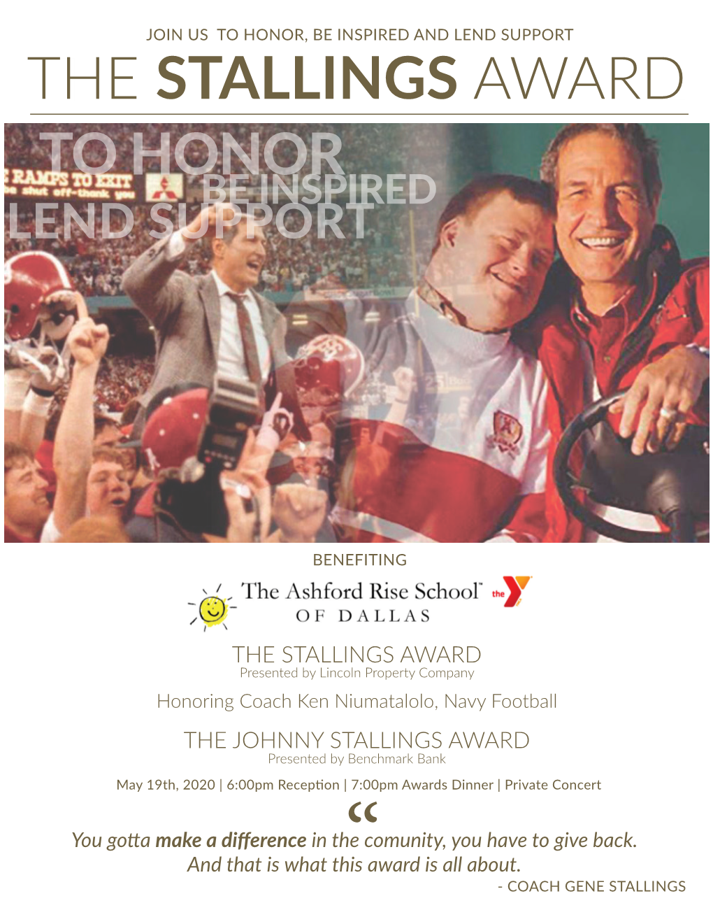 The Stallings Award to Honor Be Inspired Lend Support