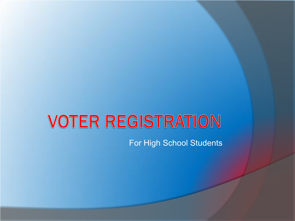 Voter Registration Application to Your Parish Registrar’S Office