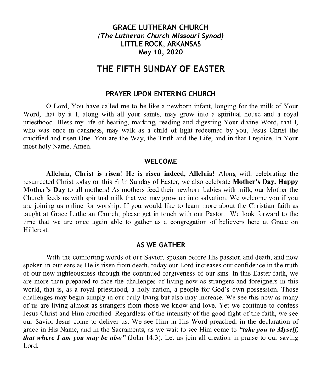 The Fifth Sunday of Easter