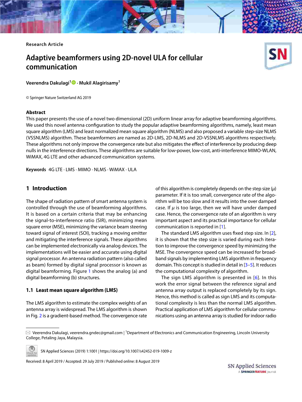 Adaptive Beamformers Using 2D-Novel ULA for Cellular