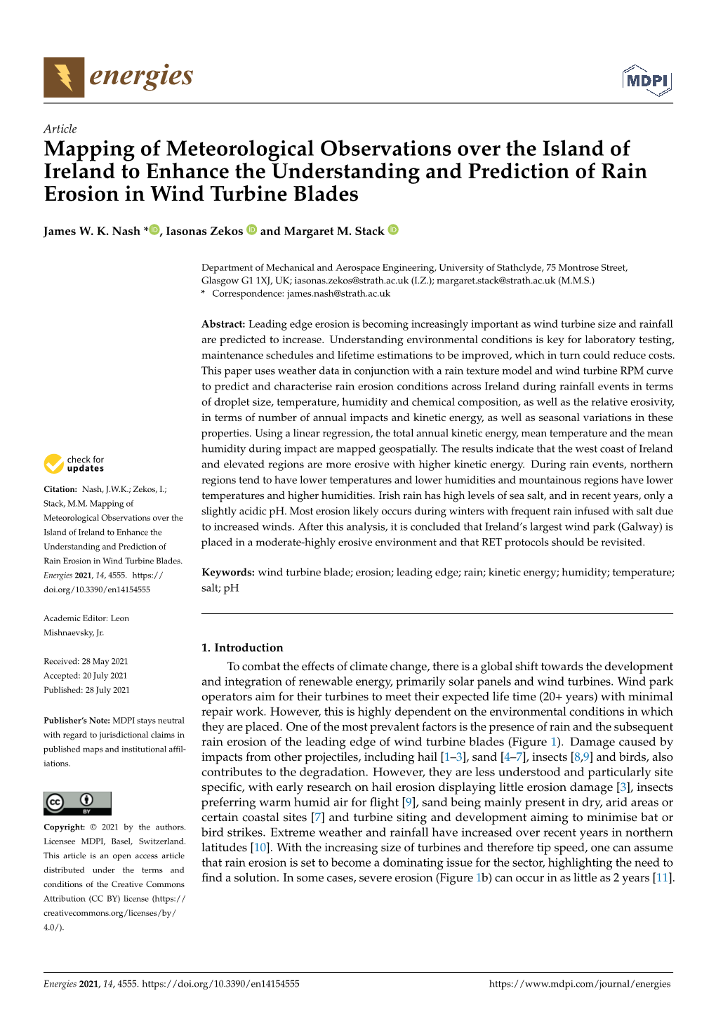 Mapping of Meteorological Observations Over the Island of Ireland to Enhance the Understanding and Prediction of Rain Erosion in Wind Turbine Blades