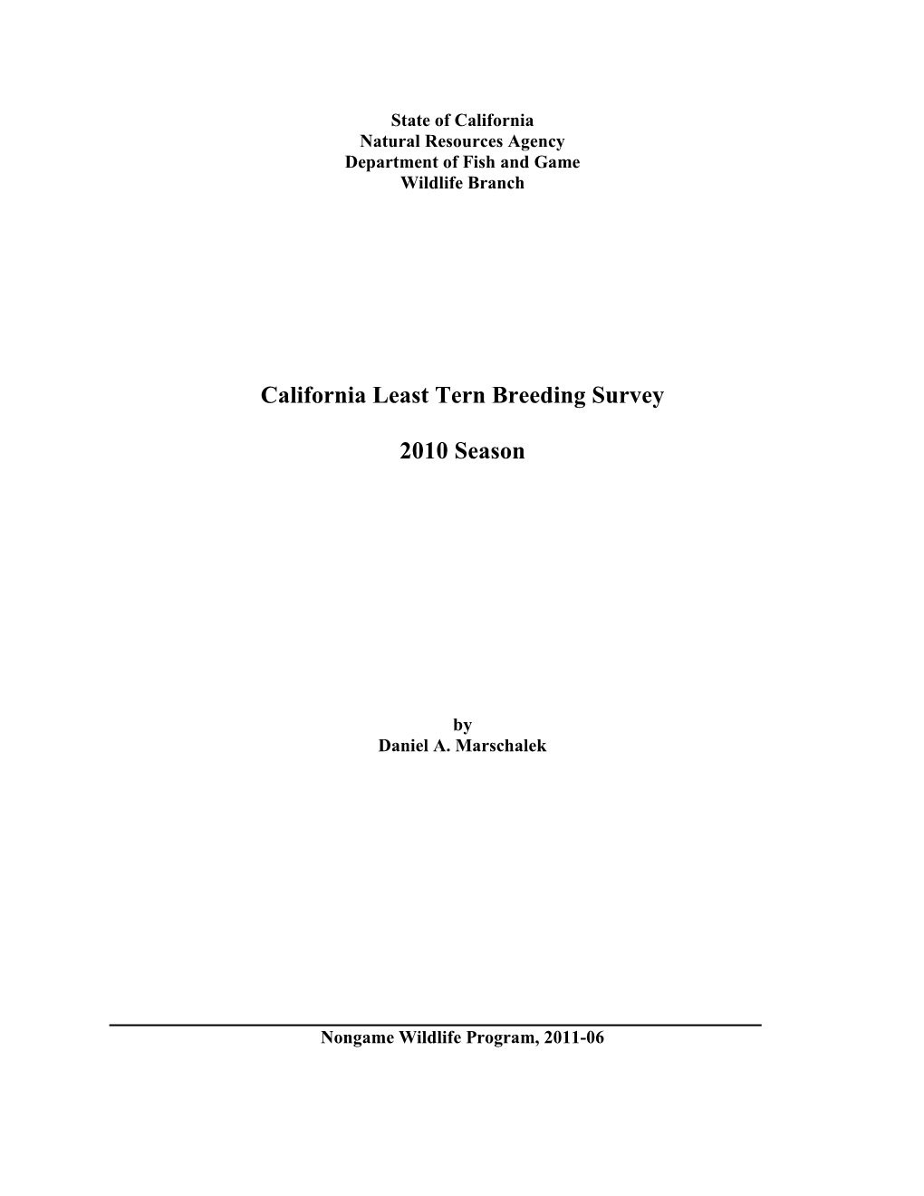 California Least Tern Breeding Survey, 2010 Season