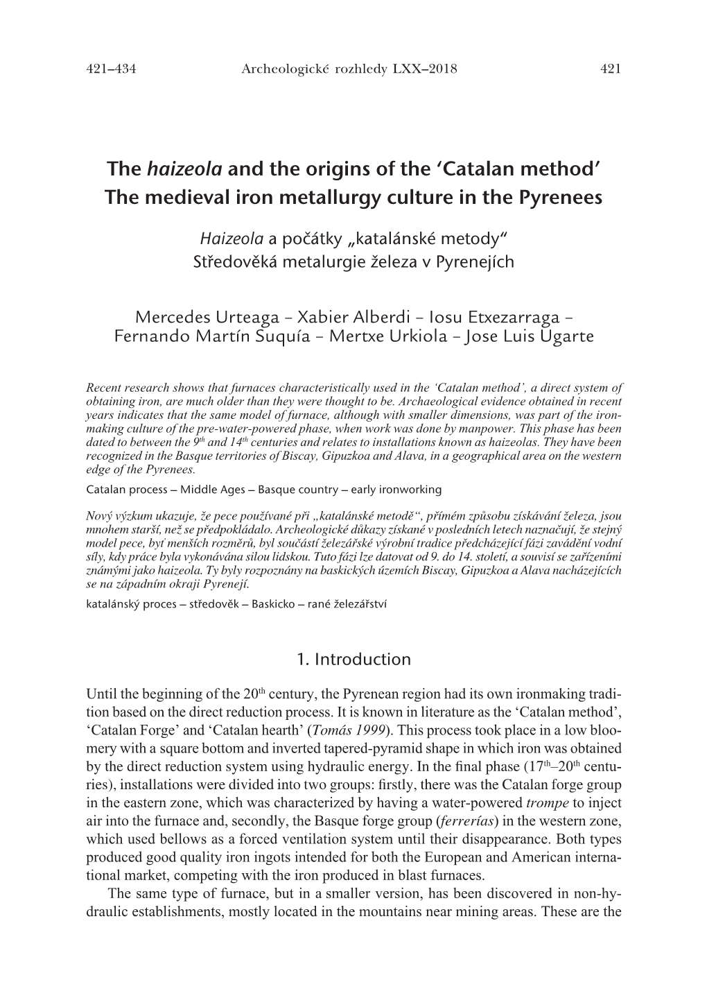 The Haizeola and the Origins of the 'Catalan Method' the Medieval Iron