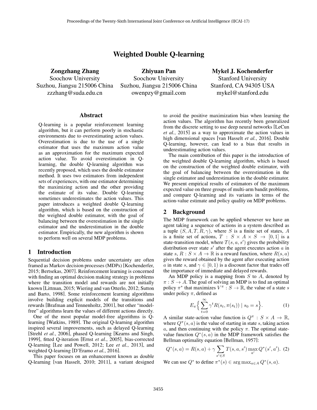 Weighted Double Q-Learning