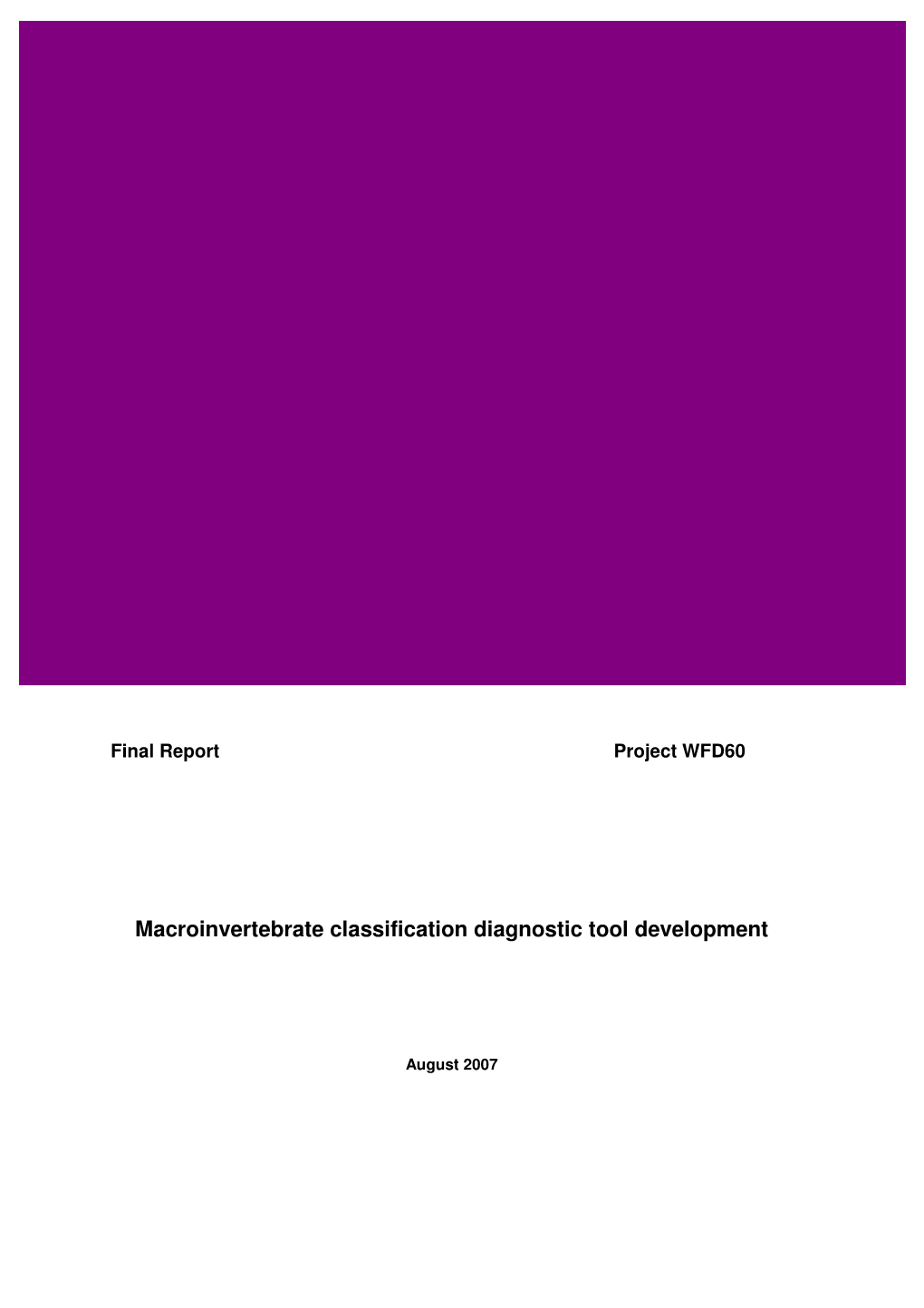 Macroinvertebrate Classification Diagnostic Tool Development