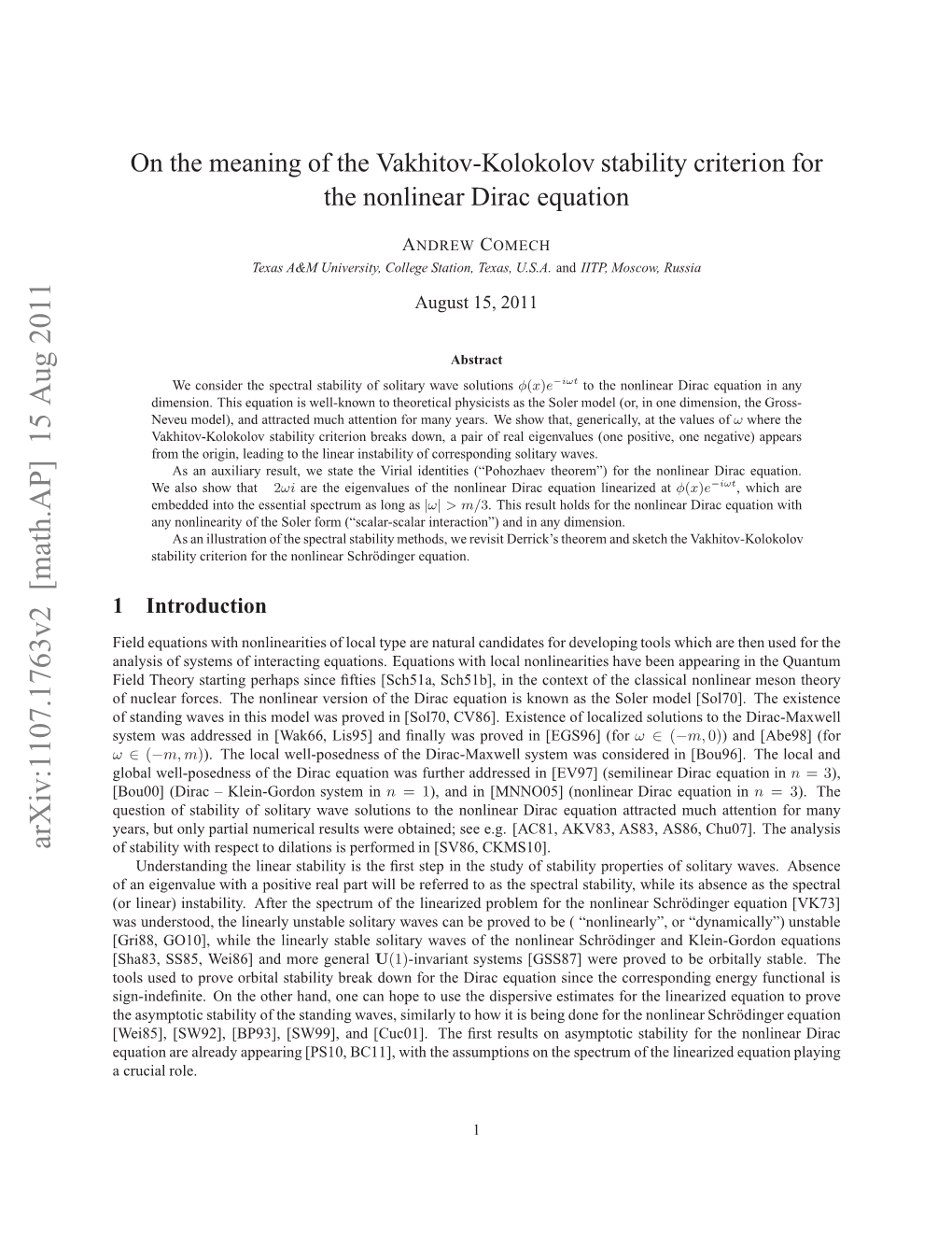 On the Meaning of the Vakhitov-Kolokolov Stability