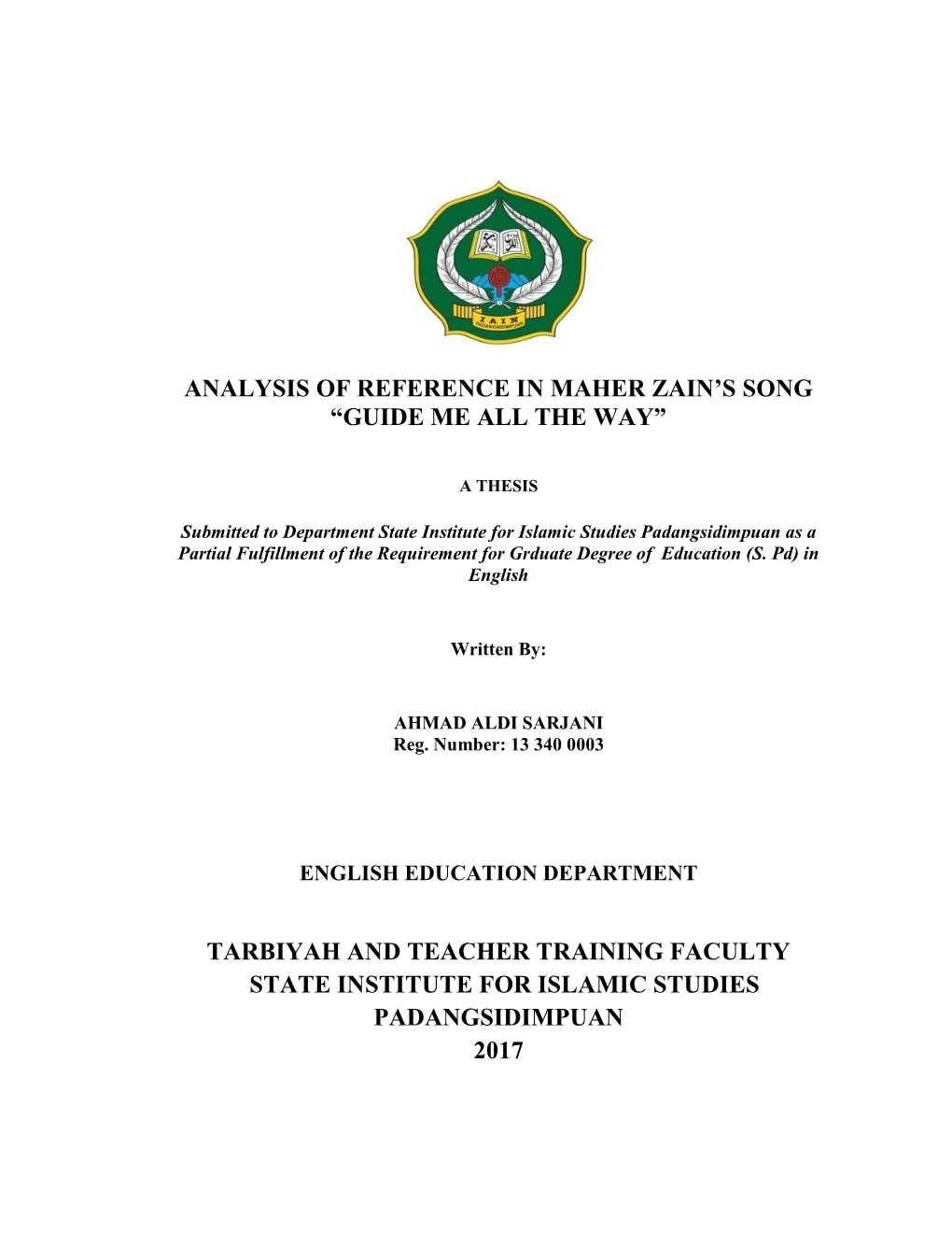 Analysis of Reference in Maher Zain's Song “Guide Me