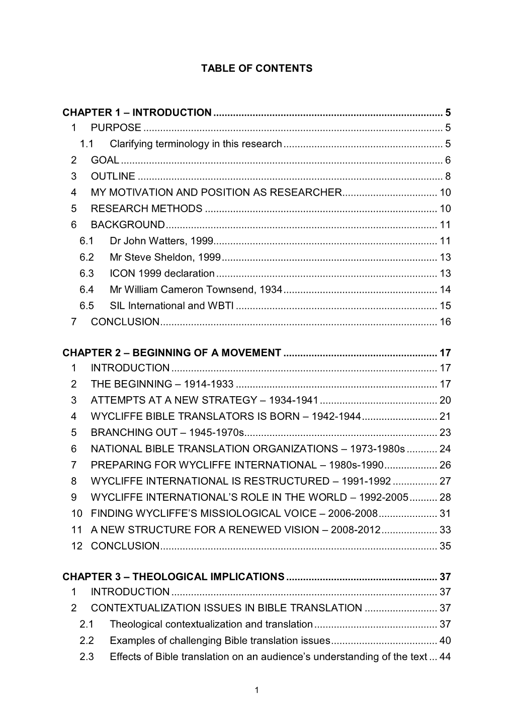 Table of Contents Chapter 1