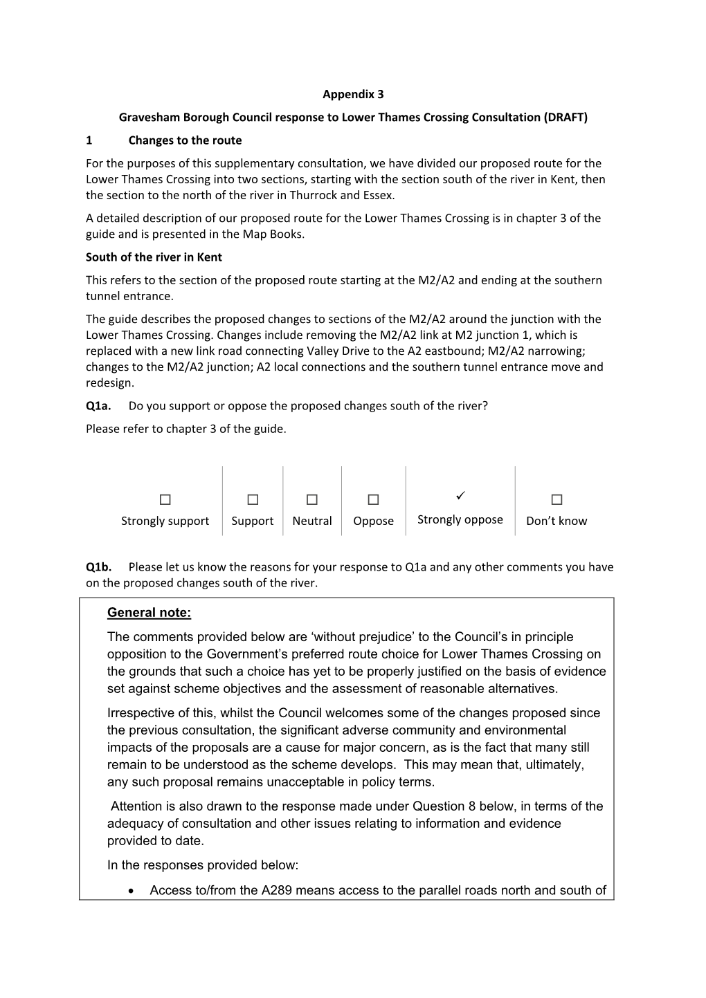 Appendix 3 Gravesham Borough Council Response to Lower Thames