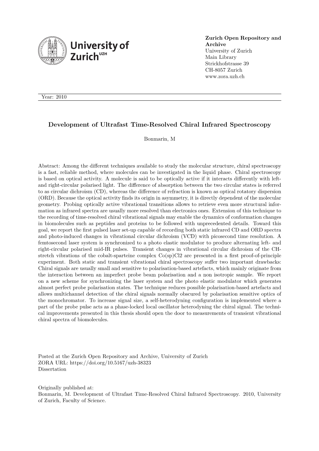 'Development of Ultrafast Time-Resolved Chiral Infrared Spectroscopy'