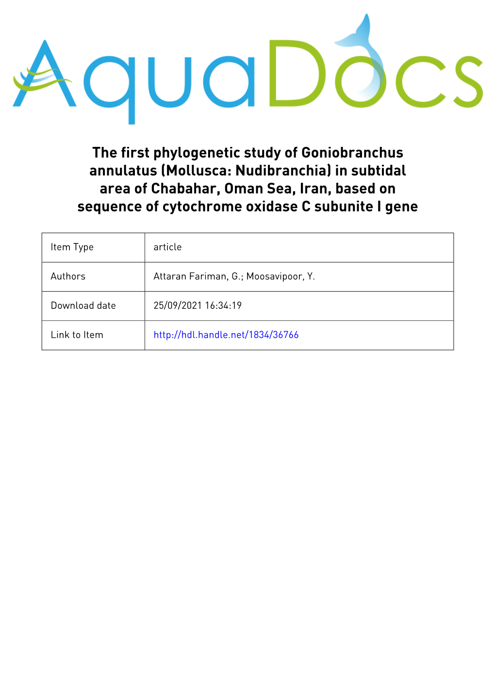 اولین بررسی فیلوژنتیکی گونه ی Goniobranchus