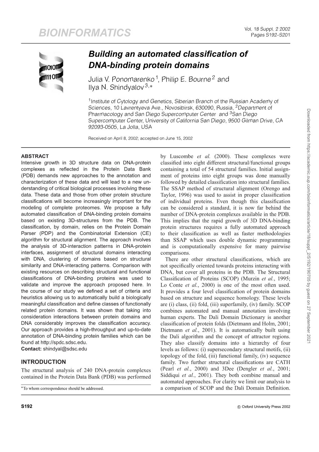 Building an Automated Classification of DNA-Binding Protein Domains