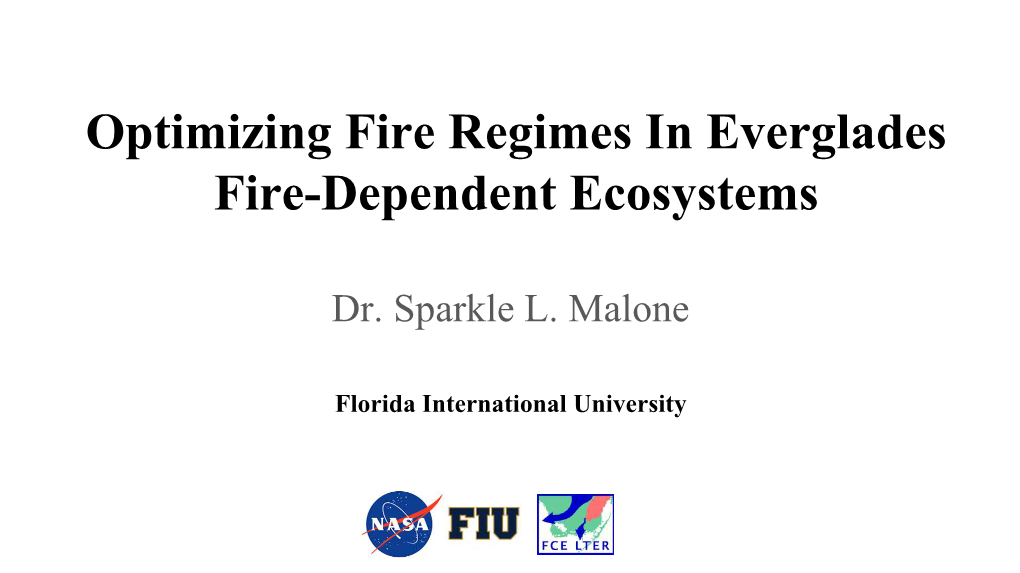 Optimizing Fire Regimes in Everglades Fire-Dependent Ecosystems