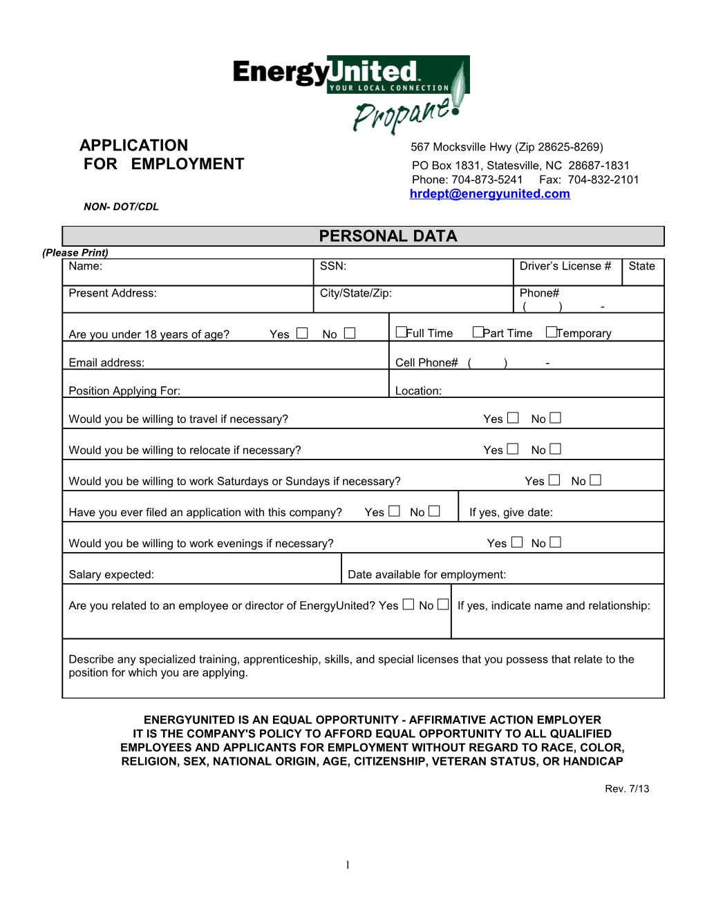 APPLICATION 567 Mocksville Hwy (Zip 28625-8269)