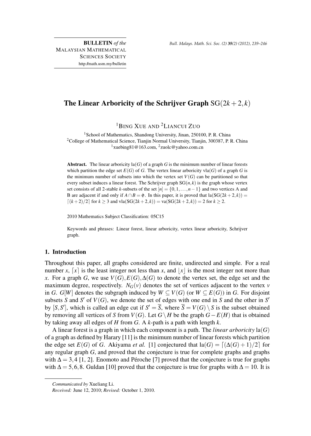 The Linear Arboricity of the Schrijver Graph SG(2K+2,K)