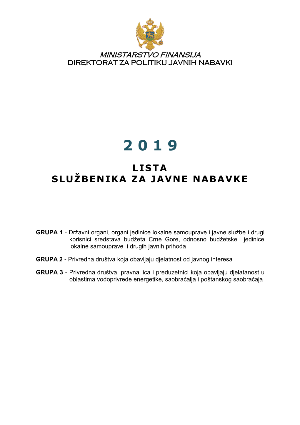 Lista Službenika Za Javne Nabavke