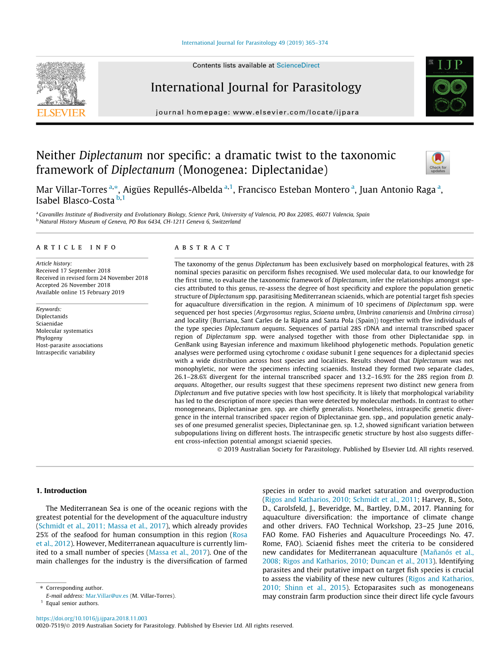 Monogenea: Diplectanidae