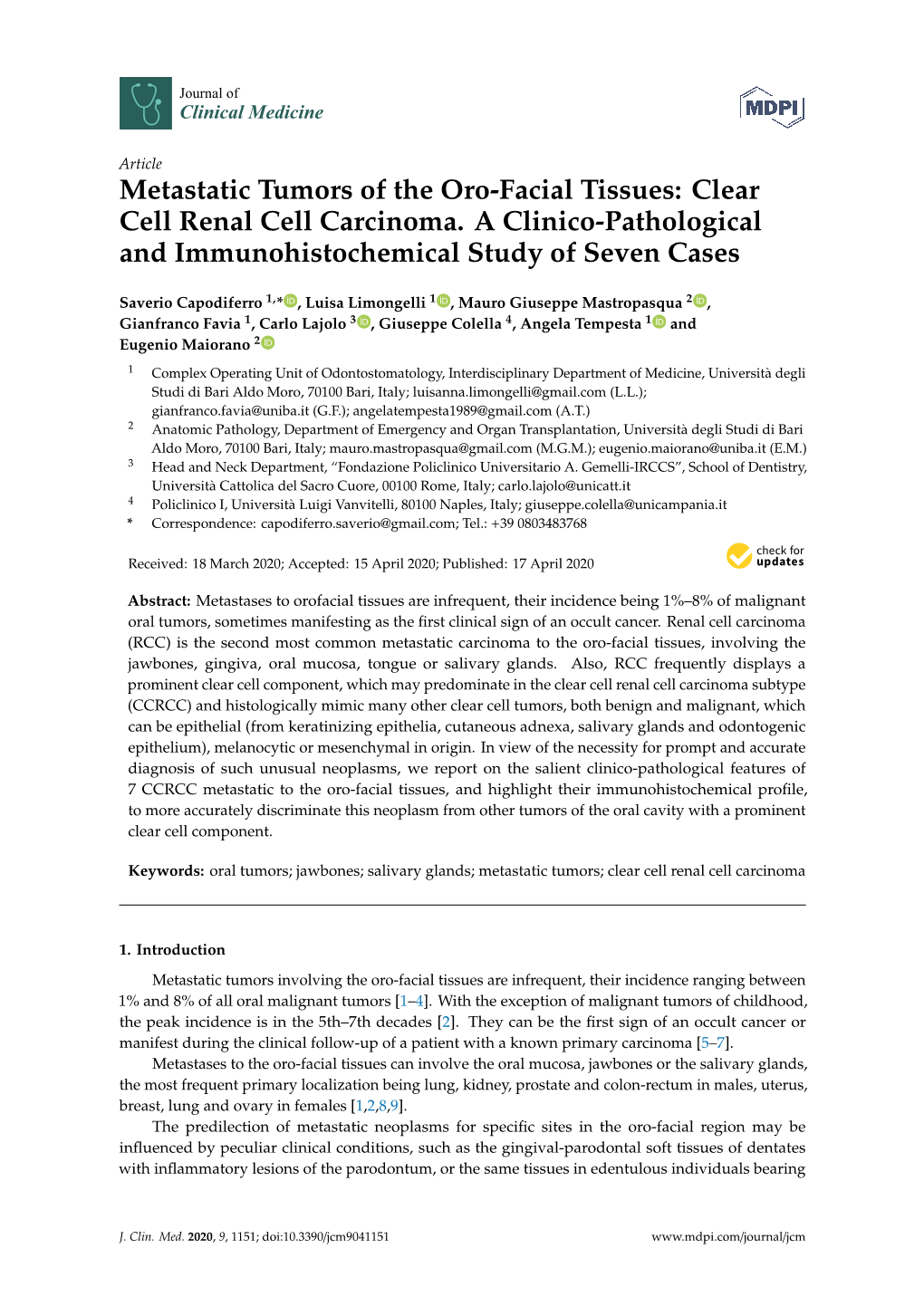 Clear Cell Renal Cell Carcinoma. a Clinico-Pathological and Immunohistochemical Study of Seven Cases