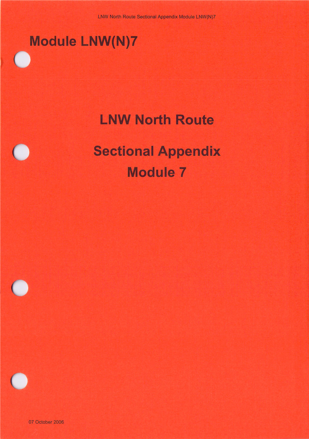 Odule LNW(N)7 LNW North Route Ectional Appendix Module 7