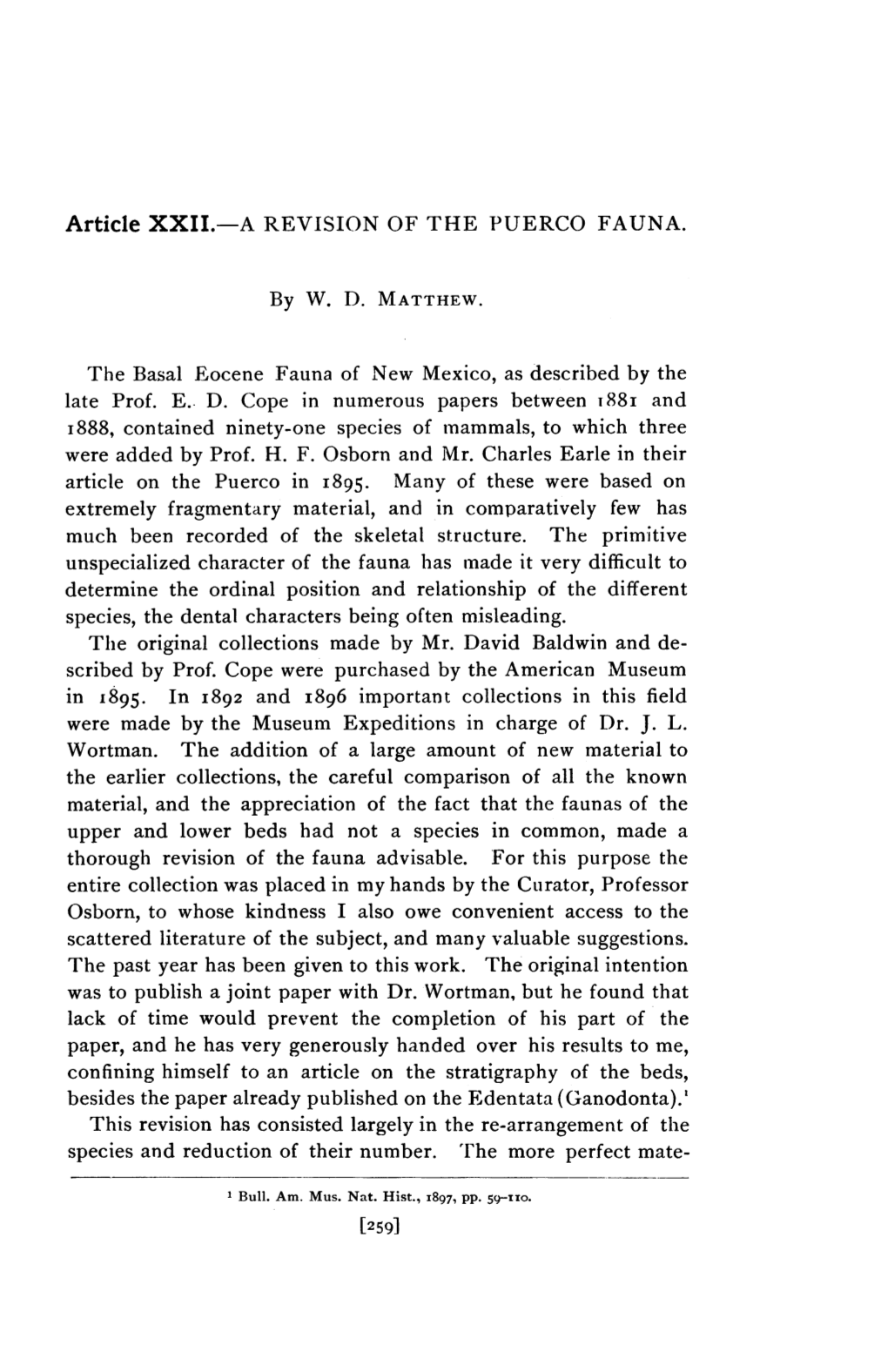 Article XXII.-A REVISION of the PUERCO FAUNA. I888, Contained