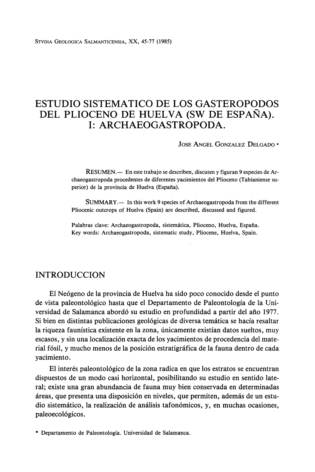 Estudio Sistemático De Los Gasterópodos Del Plioceno De Huelva (Sw De España)