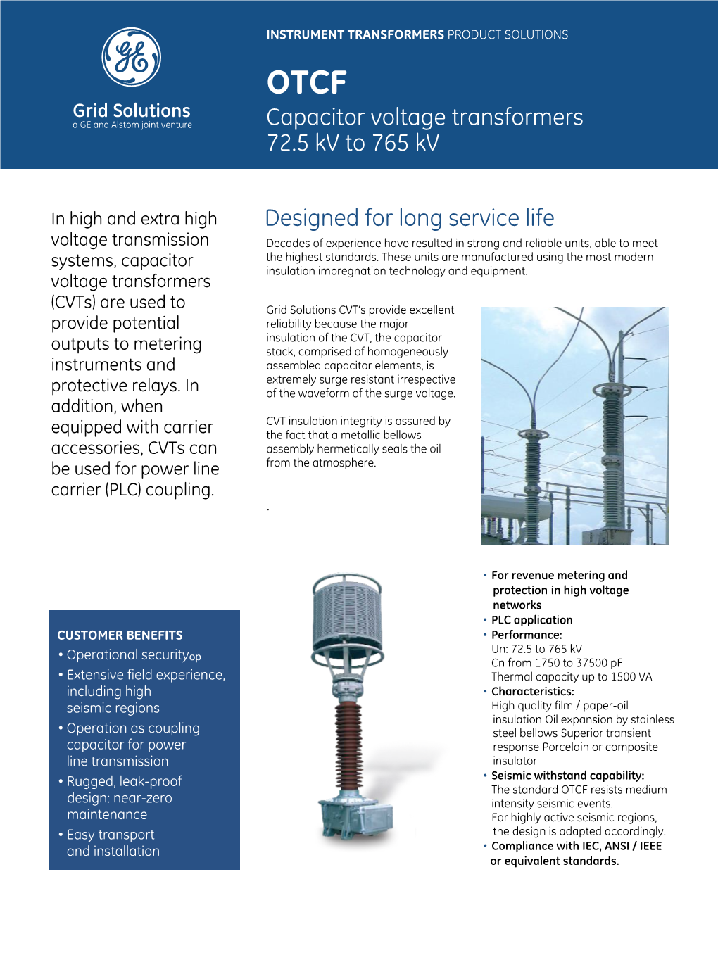 Capacitor Voltage Transformers 72.5 Kv to 765 Kv Designed for Long Service Life