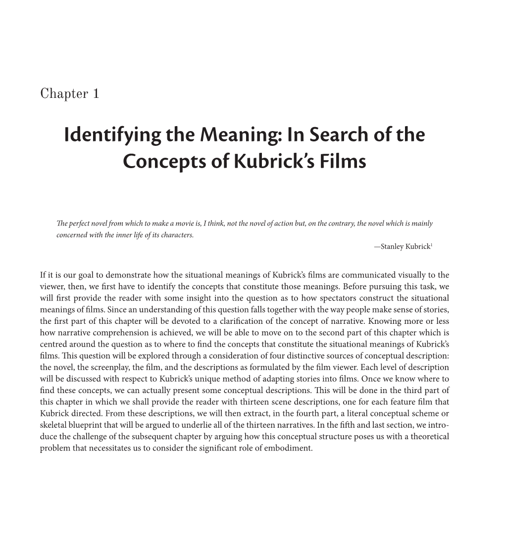 Identifying the Meaning: in Search of the Concepts of Kubrick's Films