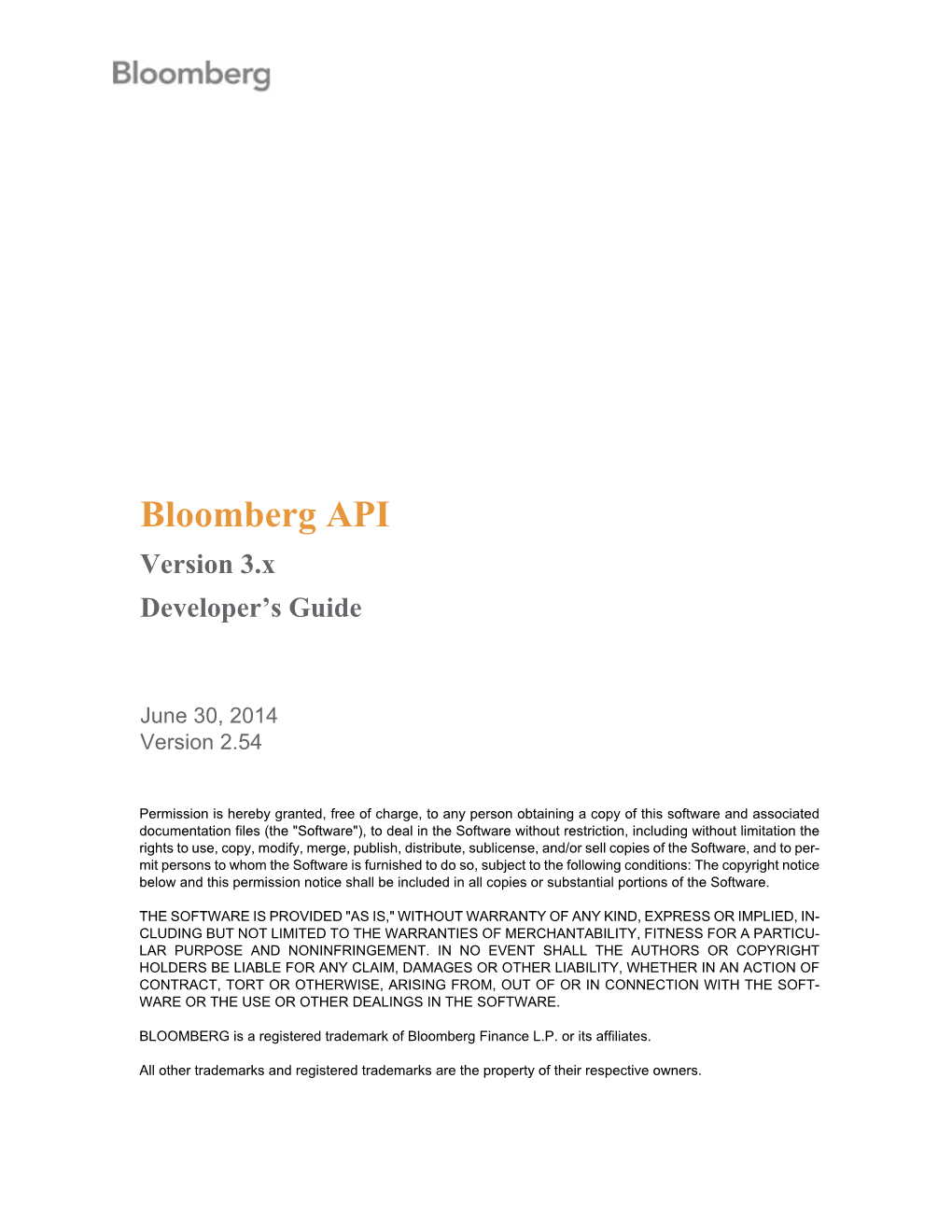 Bloomberg API Version 3.X Developer’S Guide