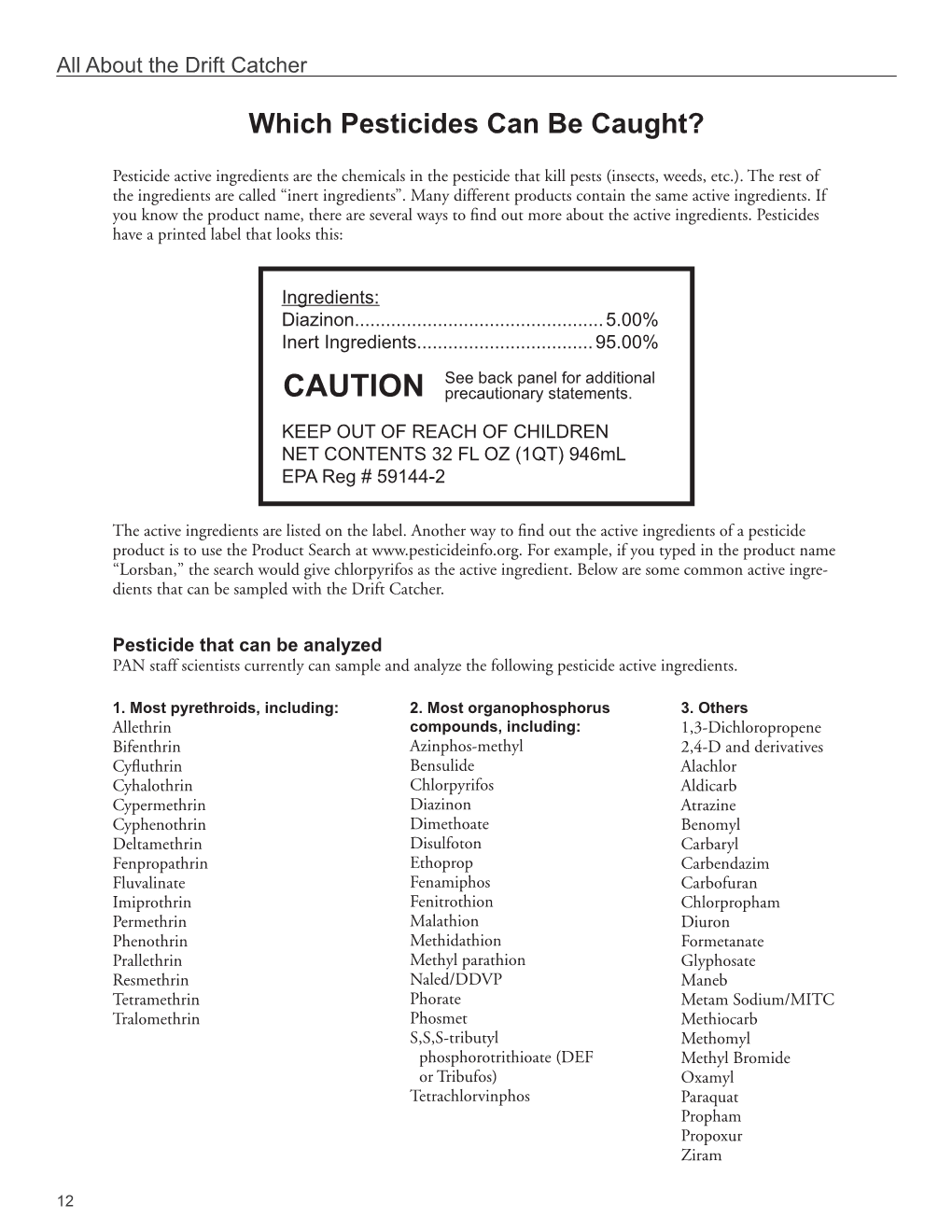 Which Pesticides Can Be Caught?