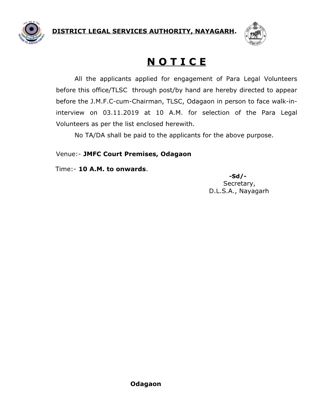 Notice for Odagaon.Pdf