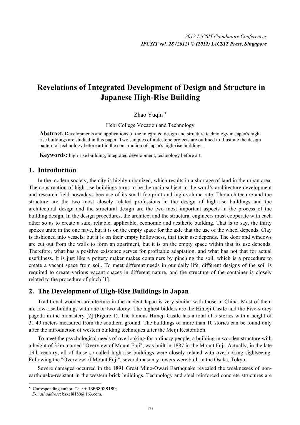 Revelations of Integrated Development of Design and Structure in Japanese High-Rise Building