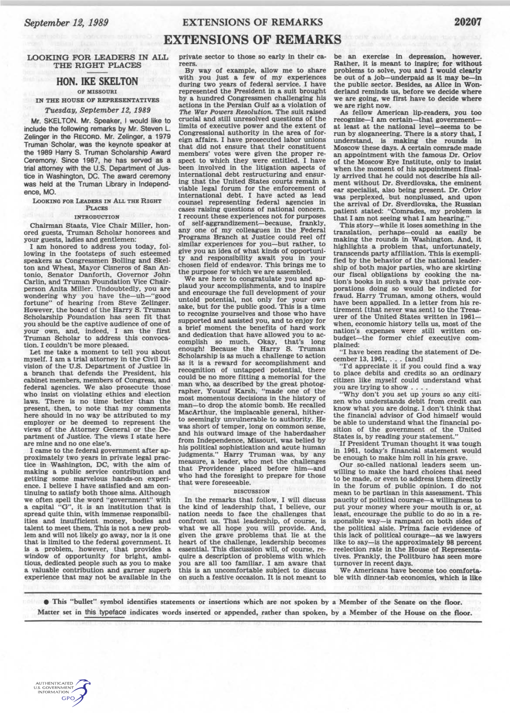 EXTENSIONS of REMARKS 20207 EXTENSIONS of REMARKS LOOKING for LEADERS in ALL Private Sector to Those So Early in Their Ca­ Be an Exercise in Depression, However