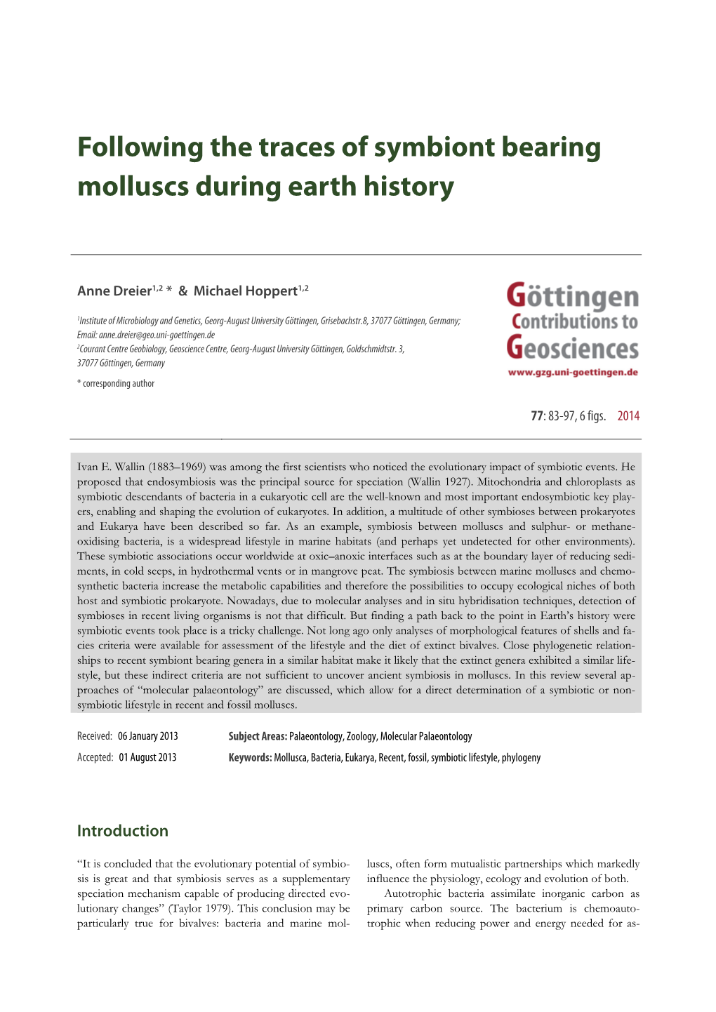 Following the Traces of Symbiont Bearing Molluscs During Earth History