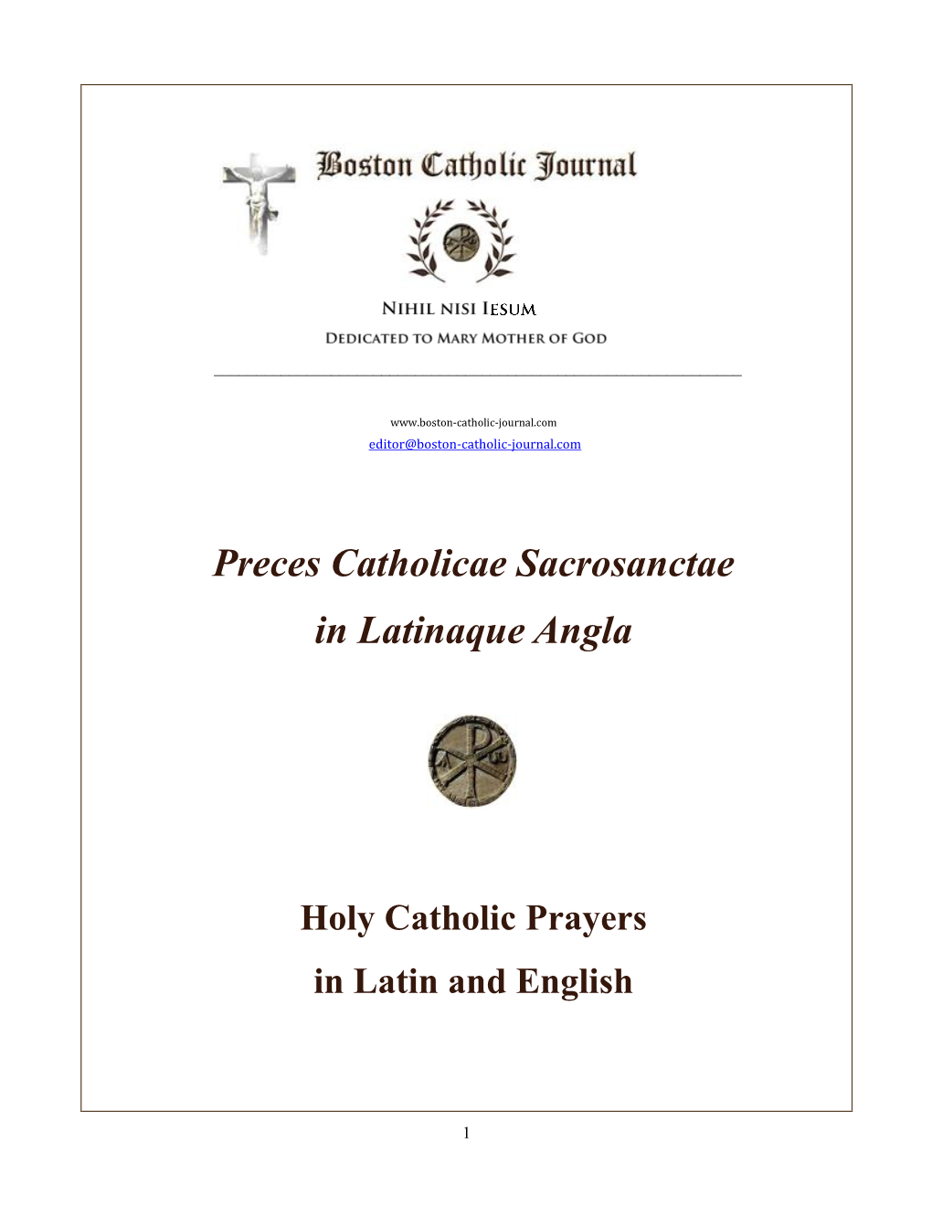 Preces Catholicae Sacrosanctae in Latinaque Angla