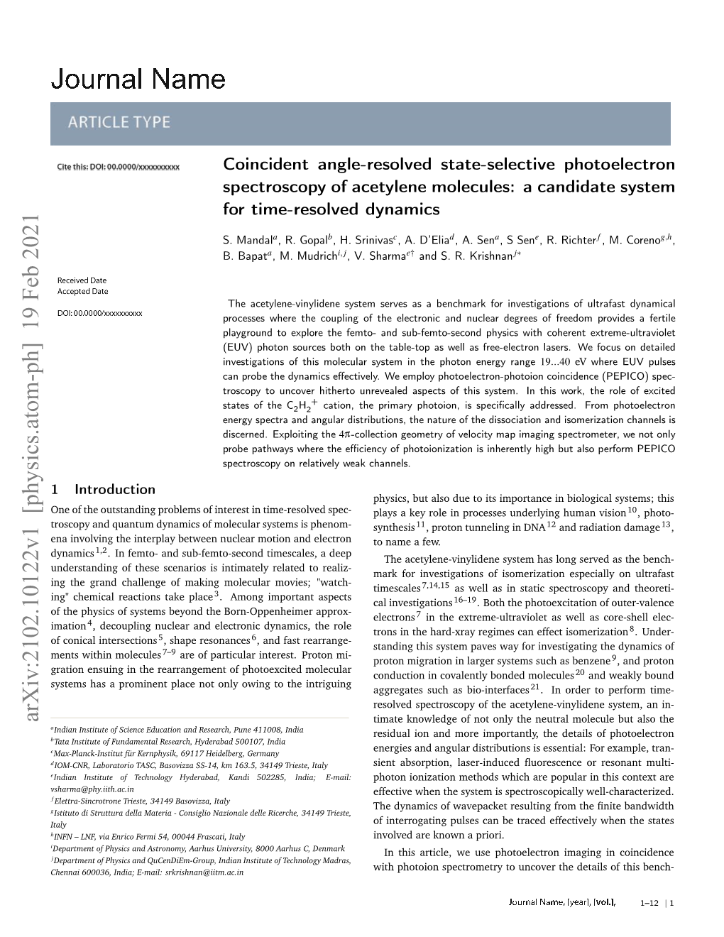 Coincident Angle-Resolved State-Selective Photoelectron Spectroscopy of Acetylene Molecules: a Candidate System for Time-Resolved Dynamics