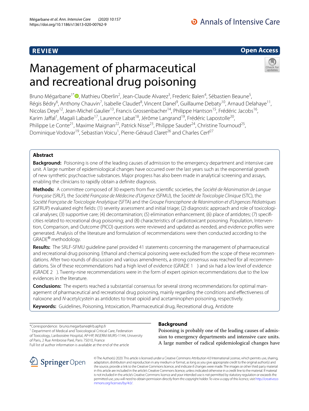 Management of Pharmaceutical and Recreational Drug Poisoning