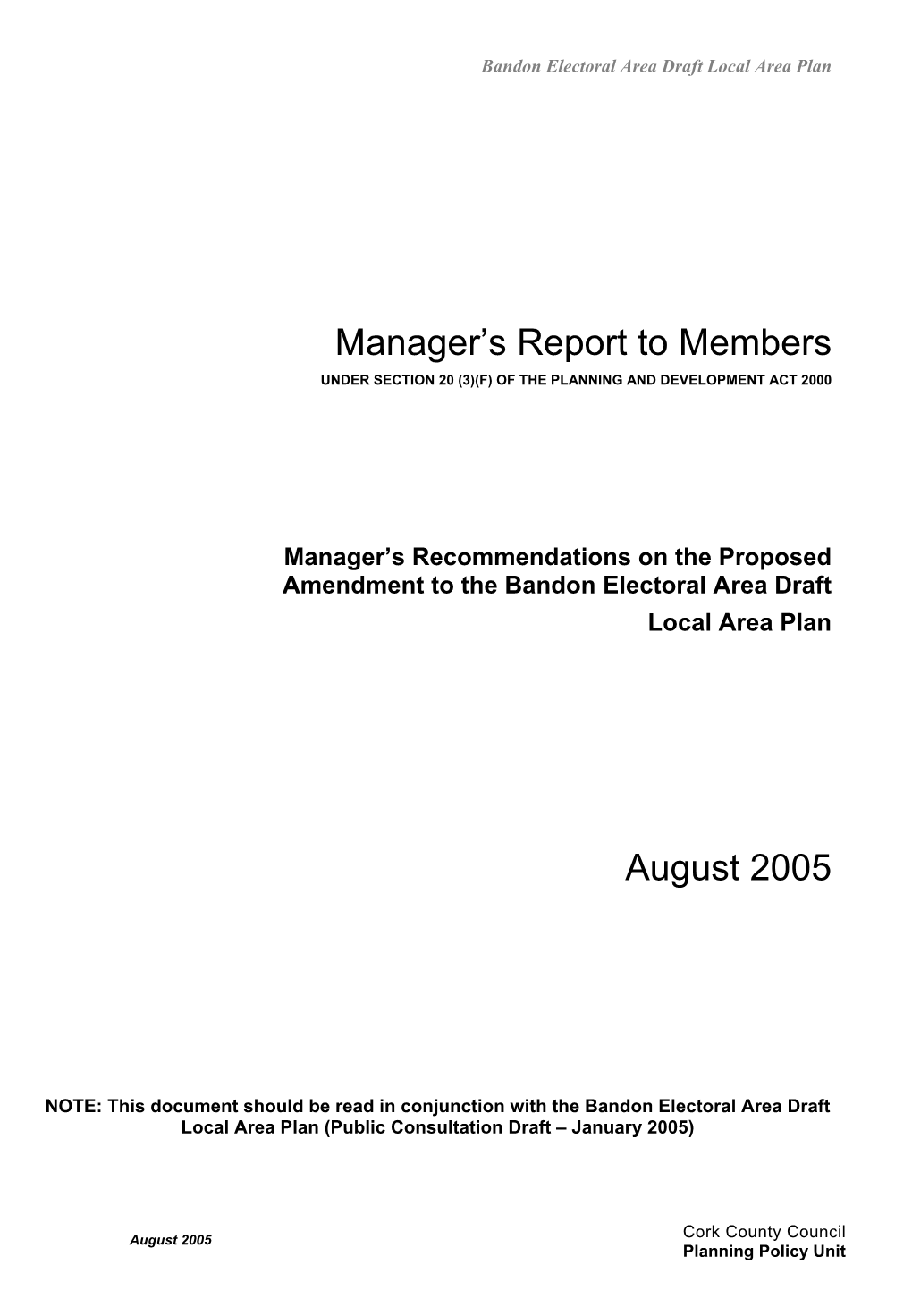 Bandon Managers Report -August 2005.Pdf