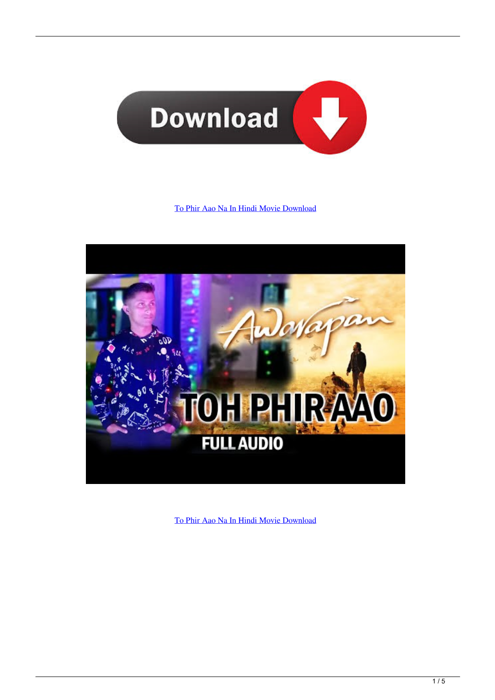 To Phir Aao Na in Hindi Movie Download