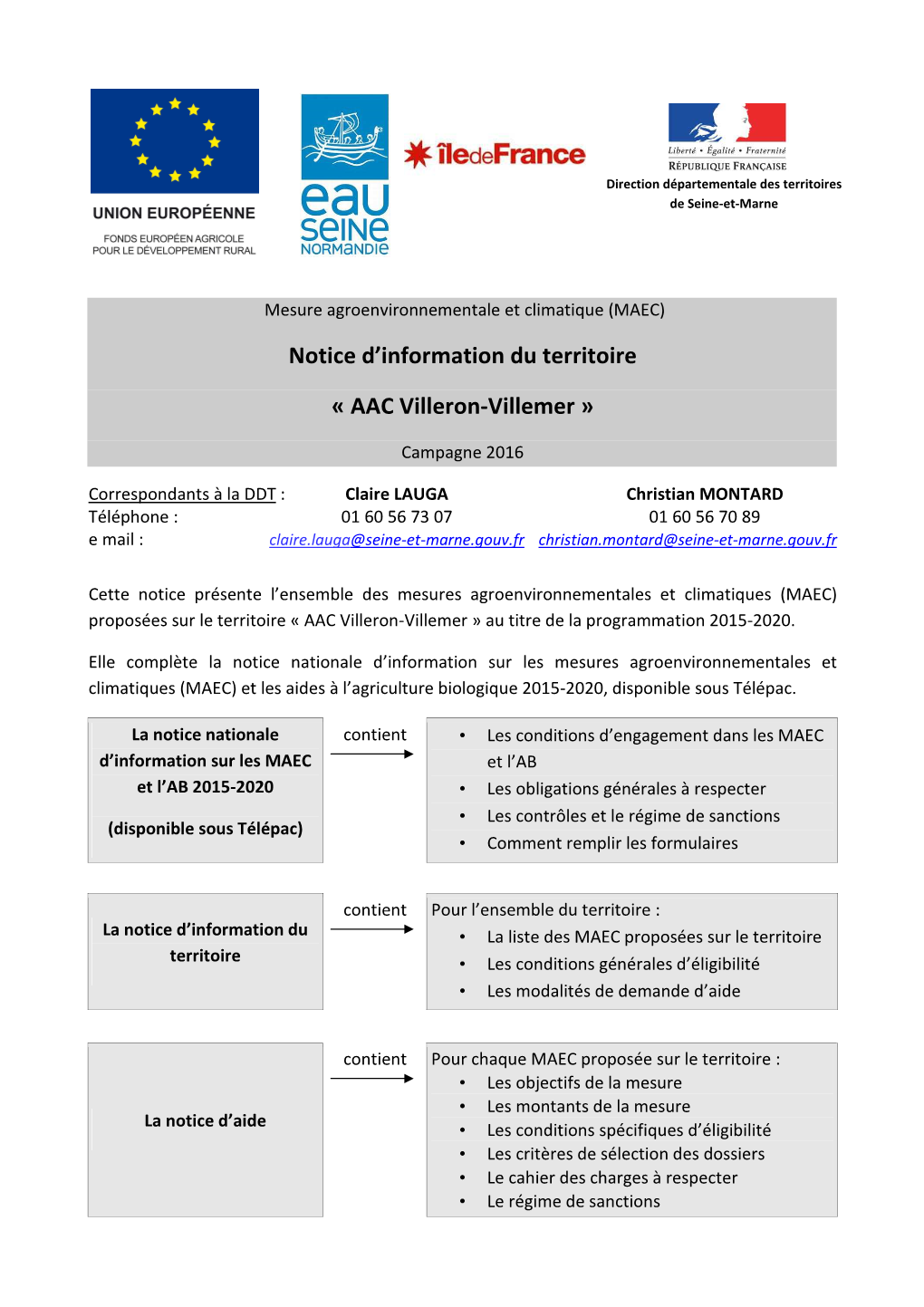 Notice D'information Du Territoire « AAC Villeron-Villemer »