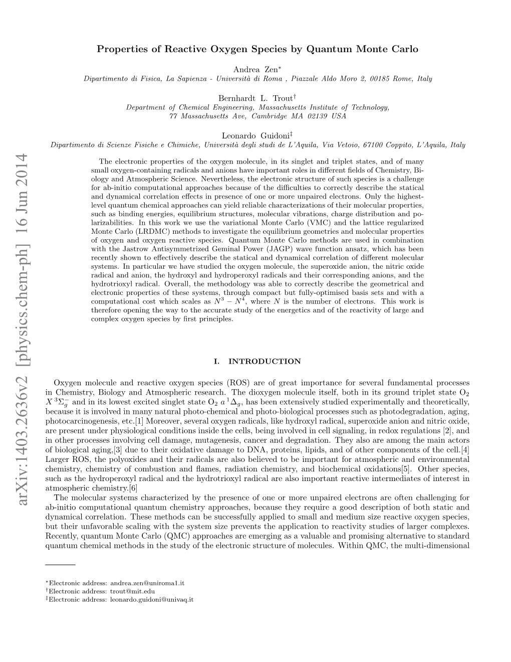 Arxiv:1403.2636V2 [Physics.Chem-Ph] 16 Jun 2014