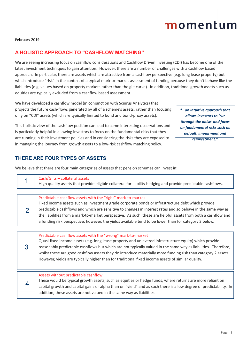 A Holistic Approach to “Cashflow Matching” There