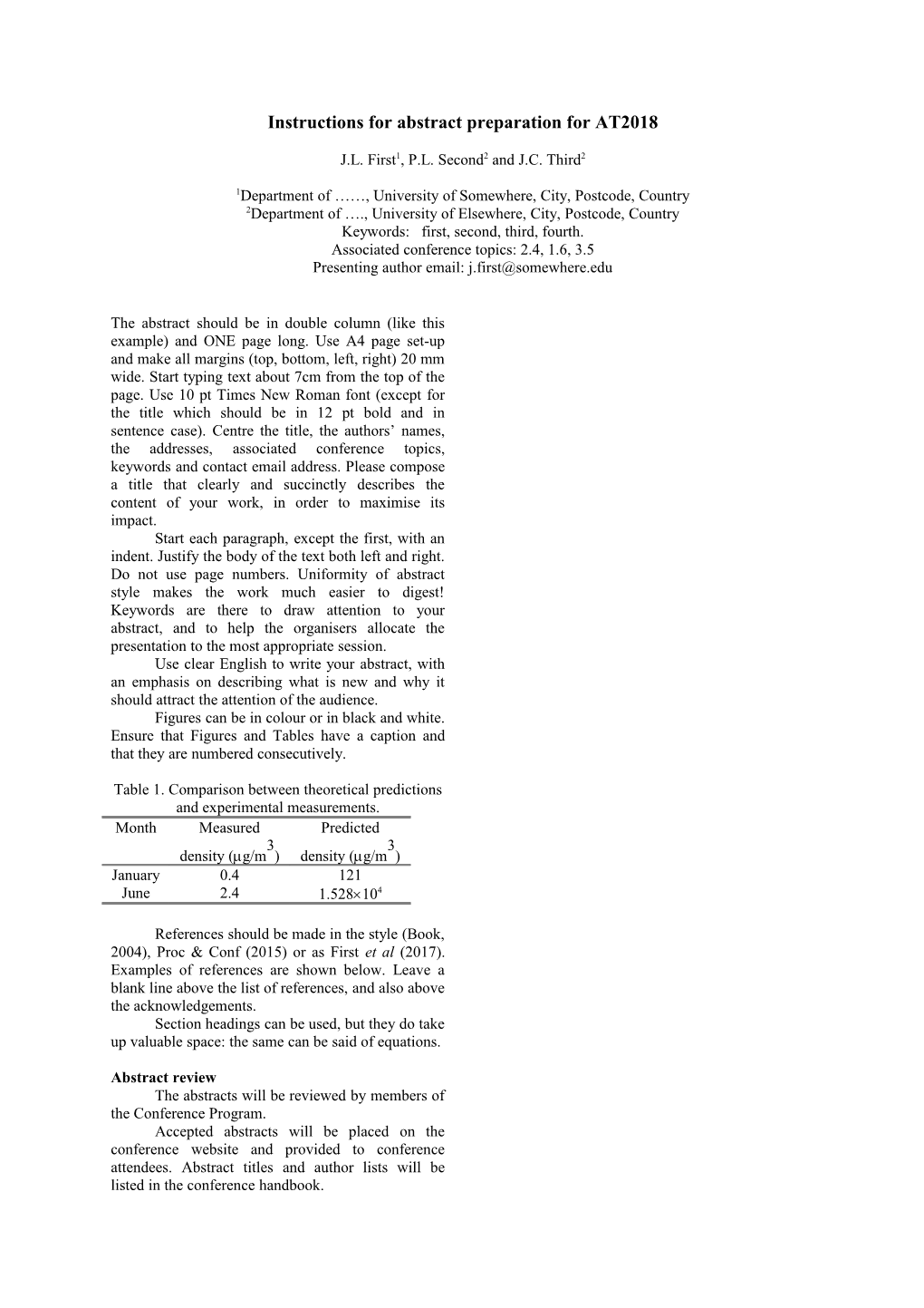 Instructions for Abstract Preparation for EAC2012