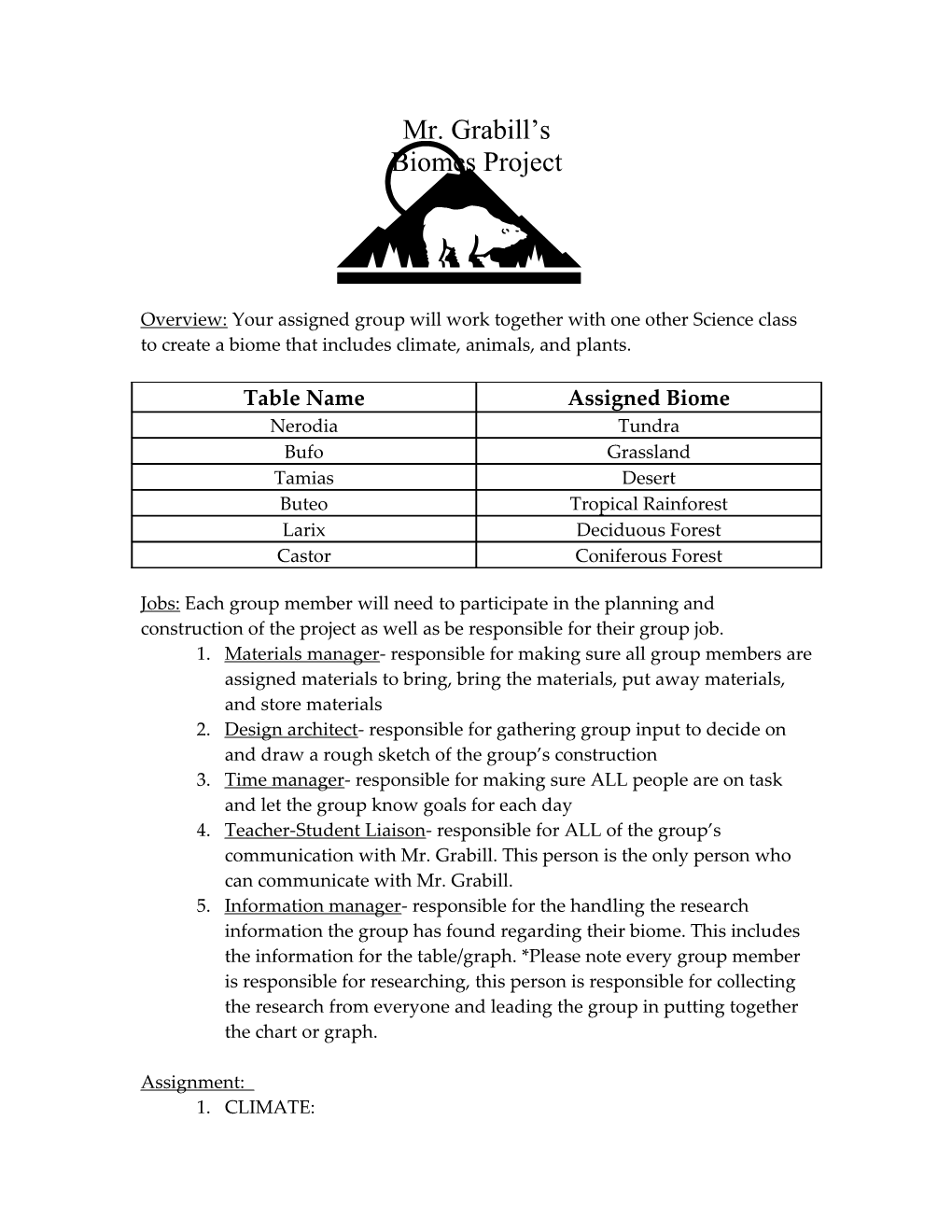 Biomes Project